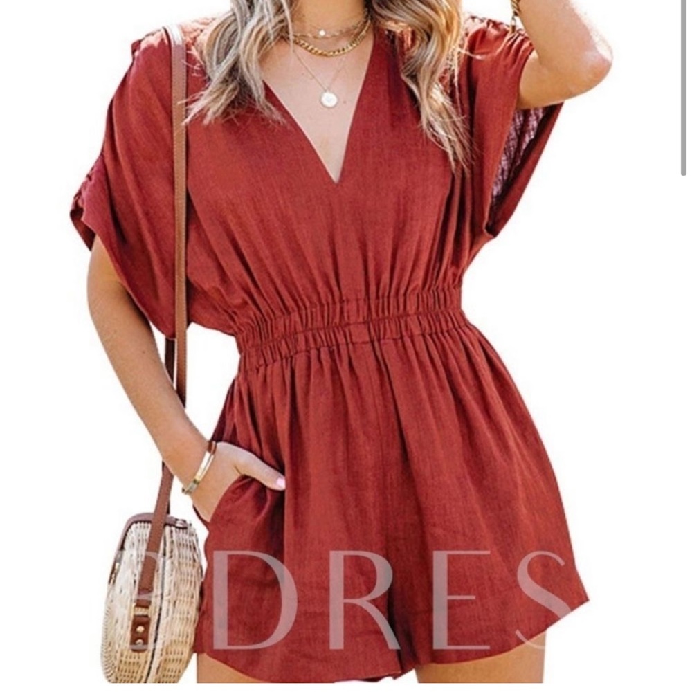NWT V ERY J Cotton Linen Loose Romper Playsuit S